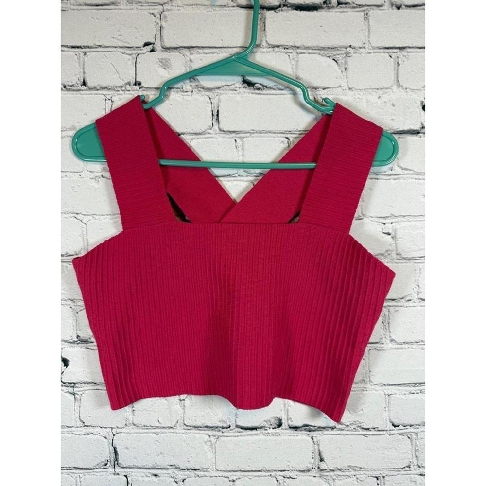 Altar'd State Crop Top Ribbed Knit Sleeveless Hot Pink Casual Medium
